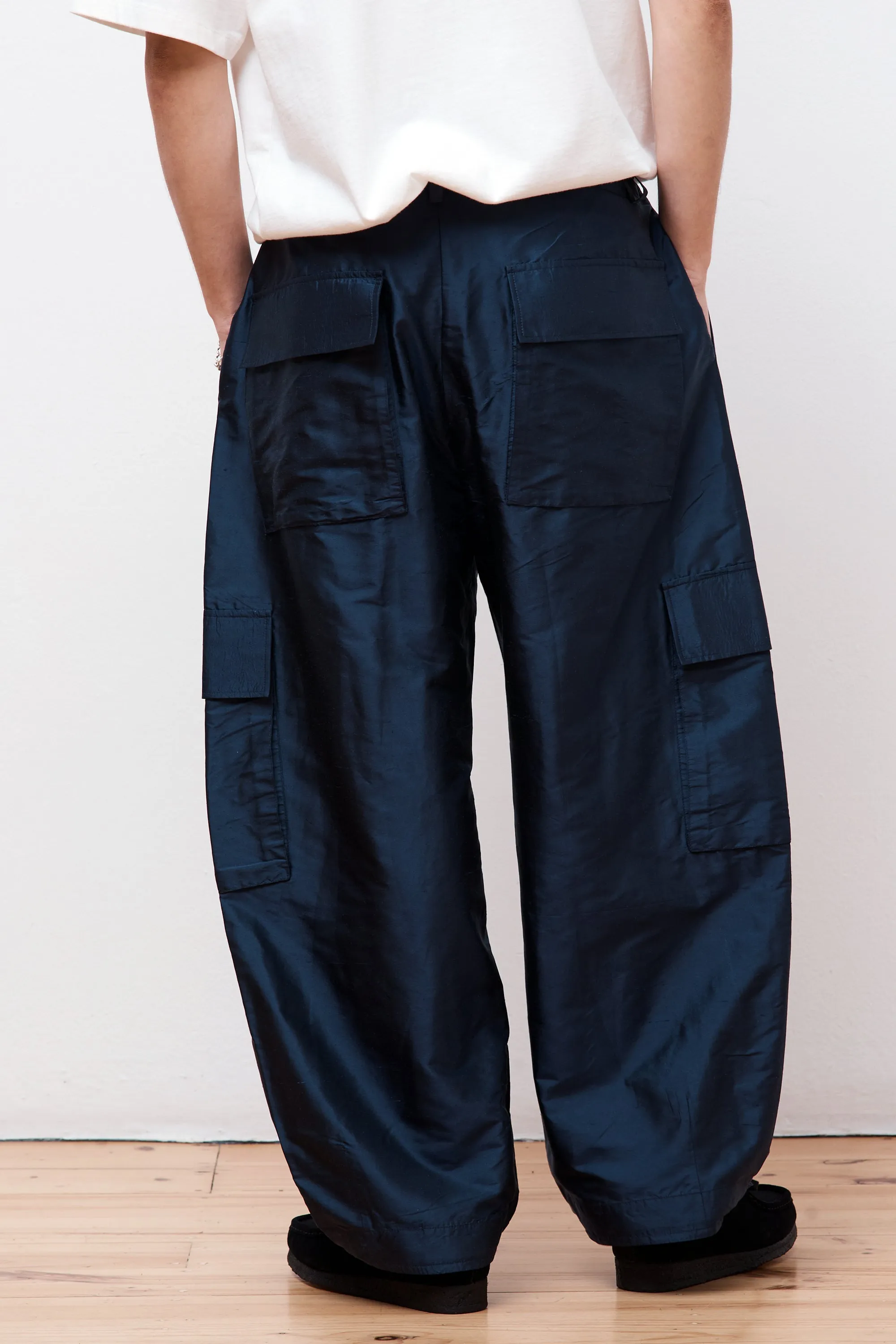 Cargo Silk Doupion Trouser Ink