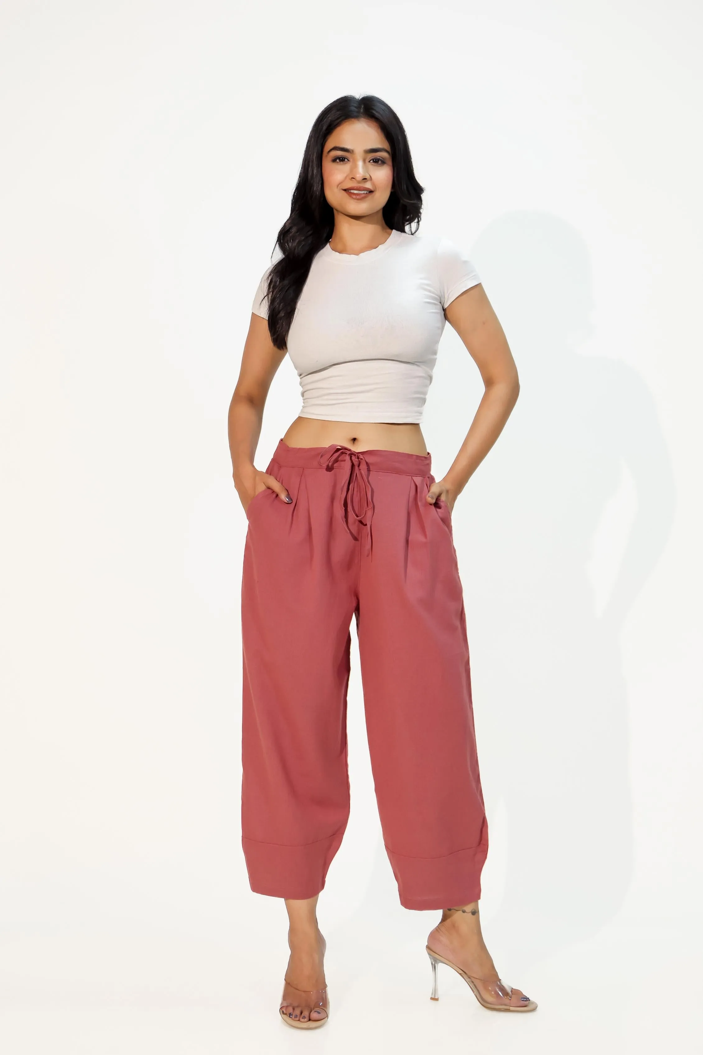 Carnation Red Women's Regular-Fit Trousers