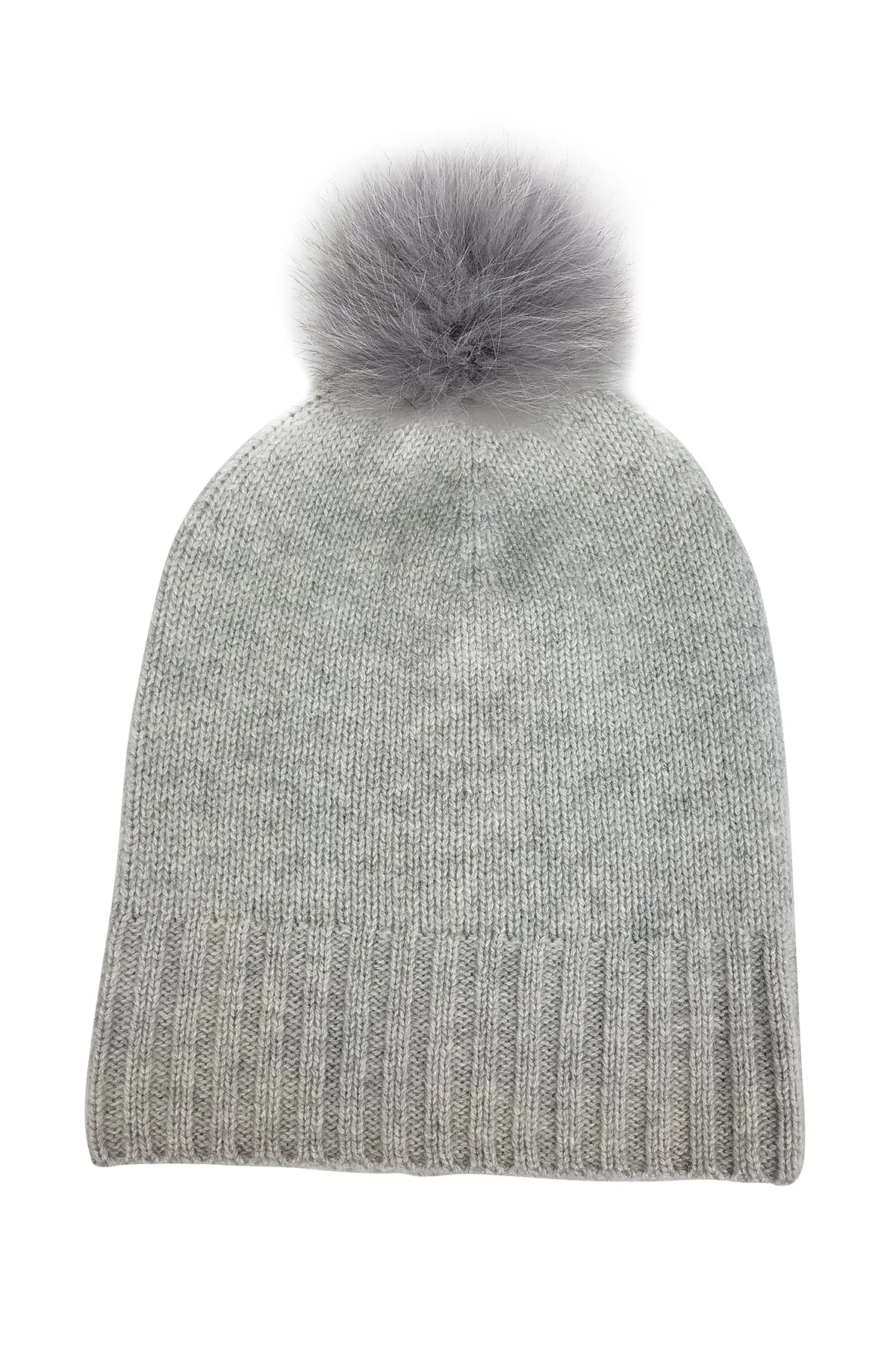 CASHMERE CUFF SLOUCHY FUR POM BEANIE