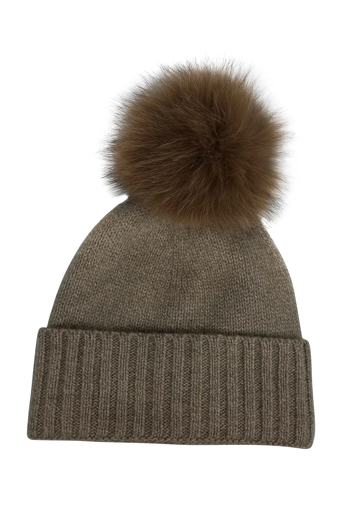 CASHMERE CUFF SLOUCHY FUR POM BEANIE