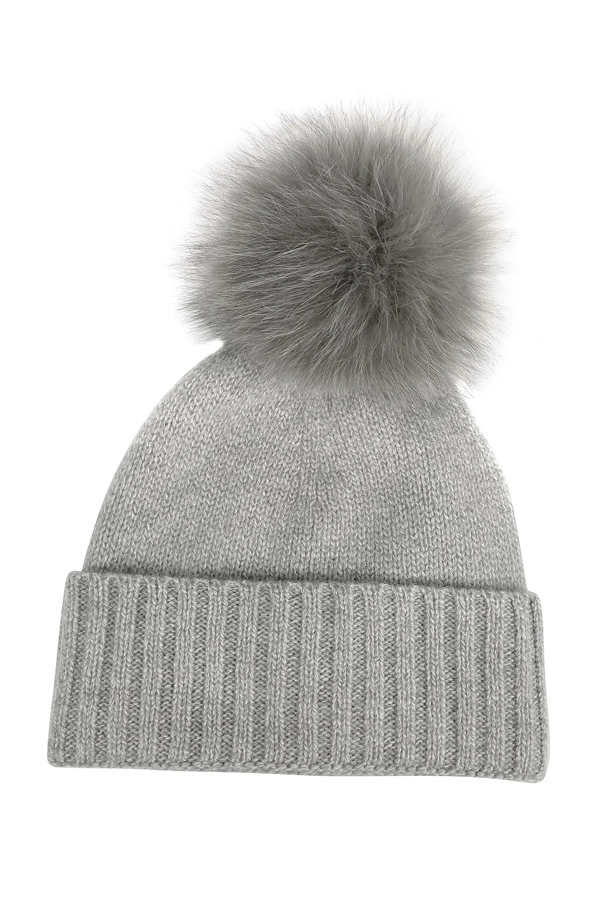 CASHMERE CUFF SLOUCHY FUR POM BEANIE