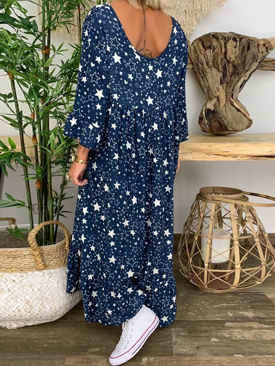 Casual Star Print Loose Dress