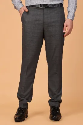 Charcoal Checked Formal Trousers