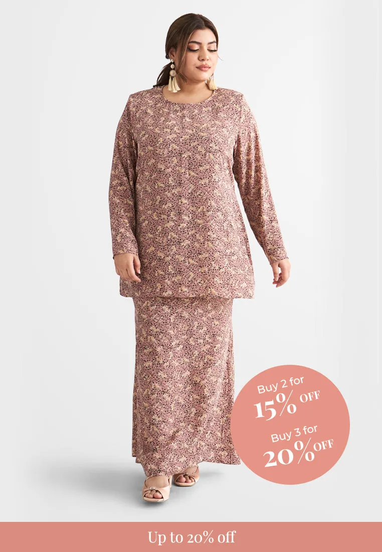 Chasmeena Raya4All Classic Kurung Set - Dusty Pink