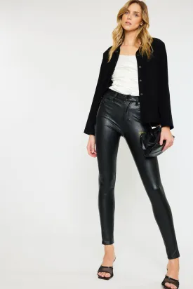 Cherry High Rise Faux Leather Super Skinny Jeans