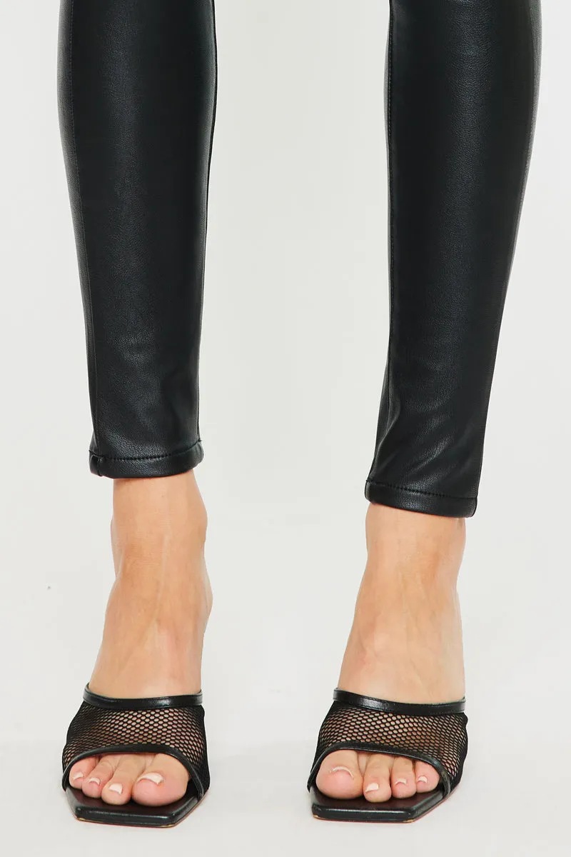 Cherry High Rise Faux Leather Super Skinny Jeans