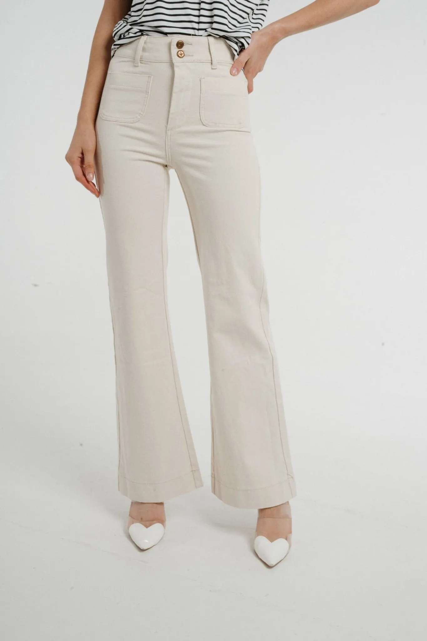 Cindy Wide Leg Jean In Cream