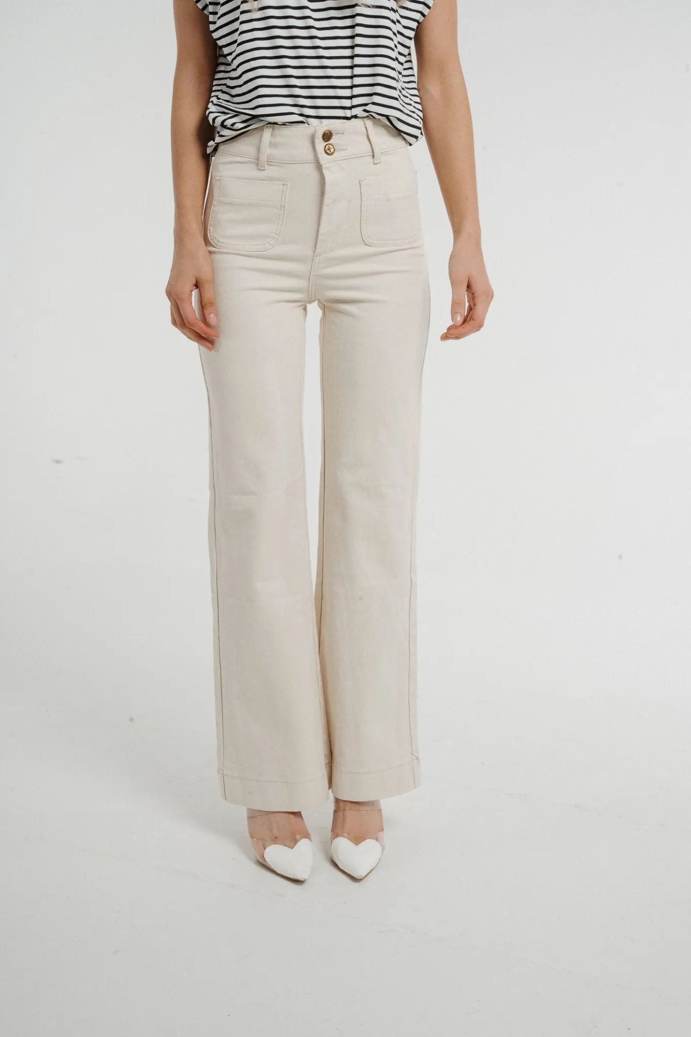 Cindy Wide Leg Jean In Cream