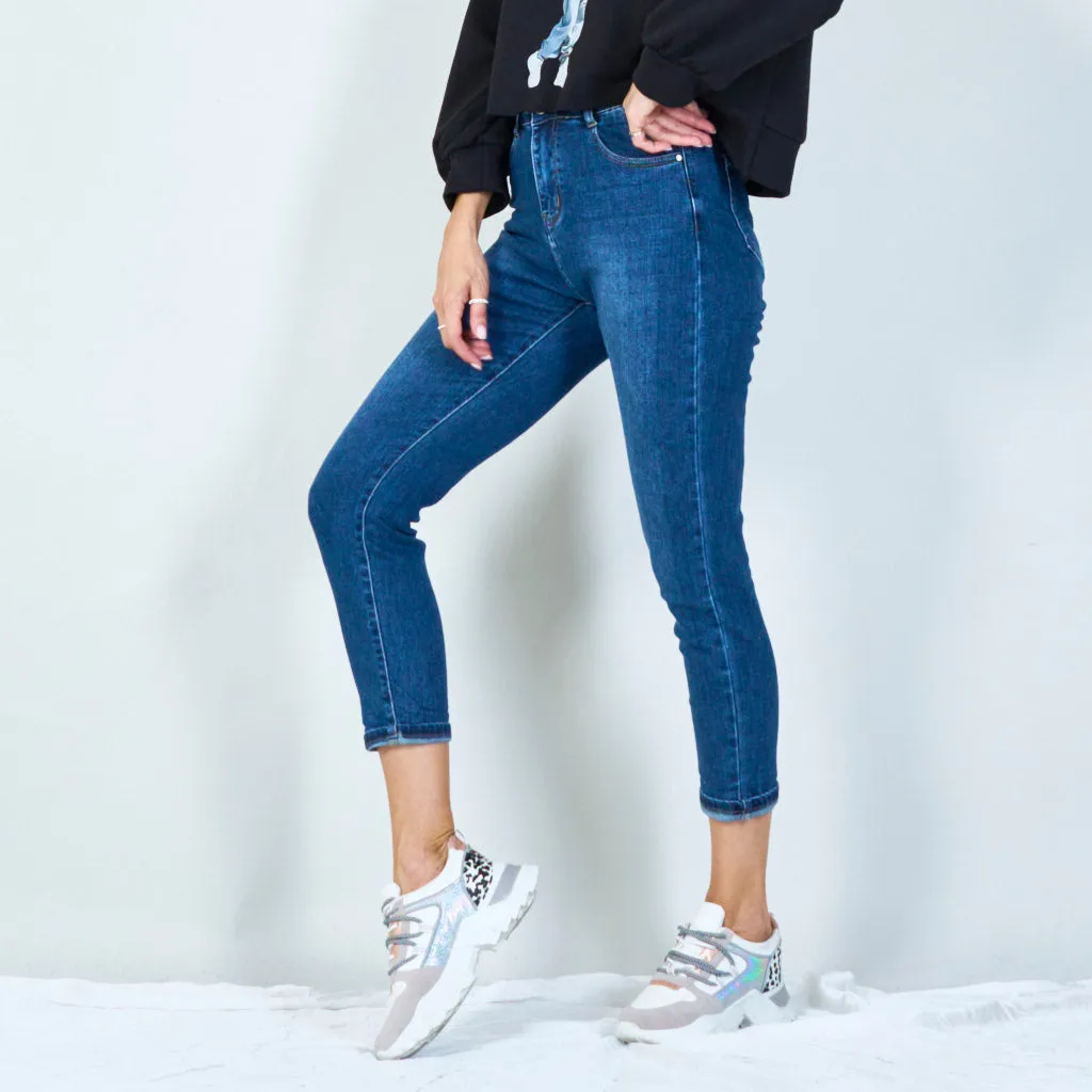 Classic cuffed ankle jeans wholesale