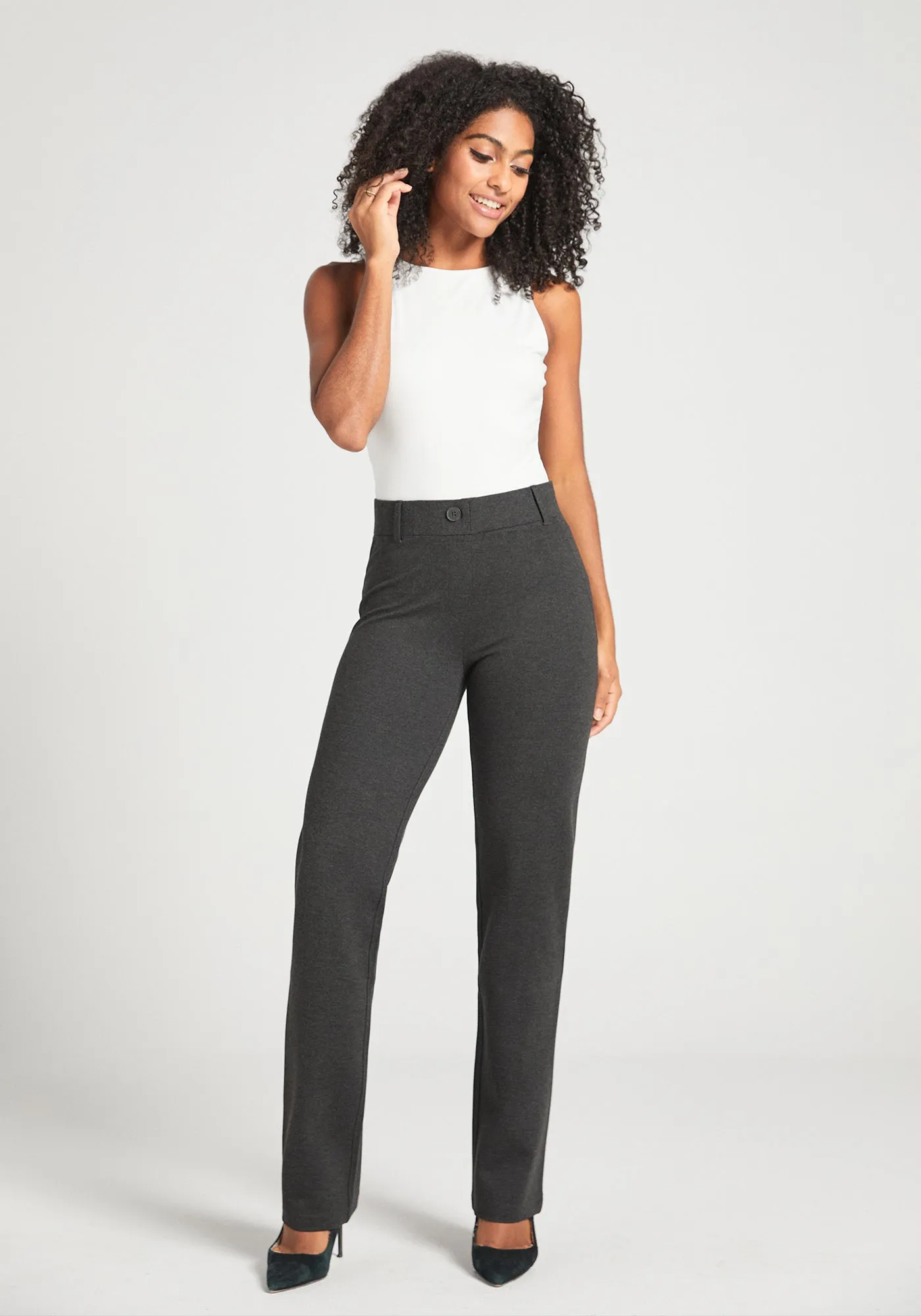 Classic Dress Pant Yoga Pants | Straight (Charcoal)