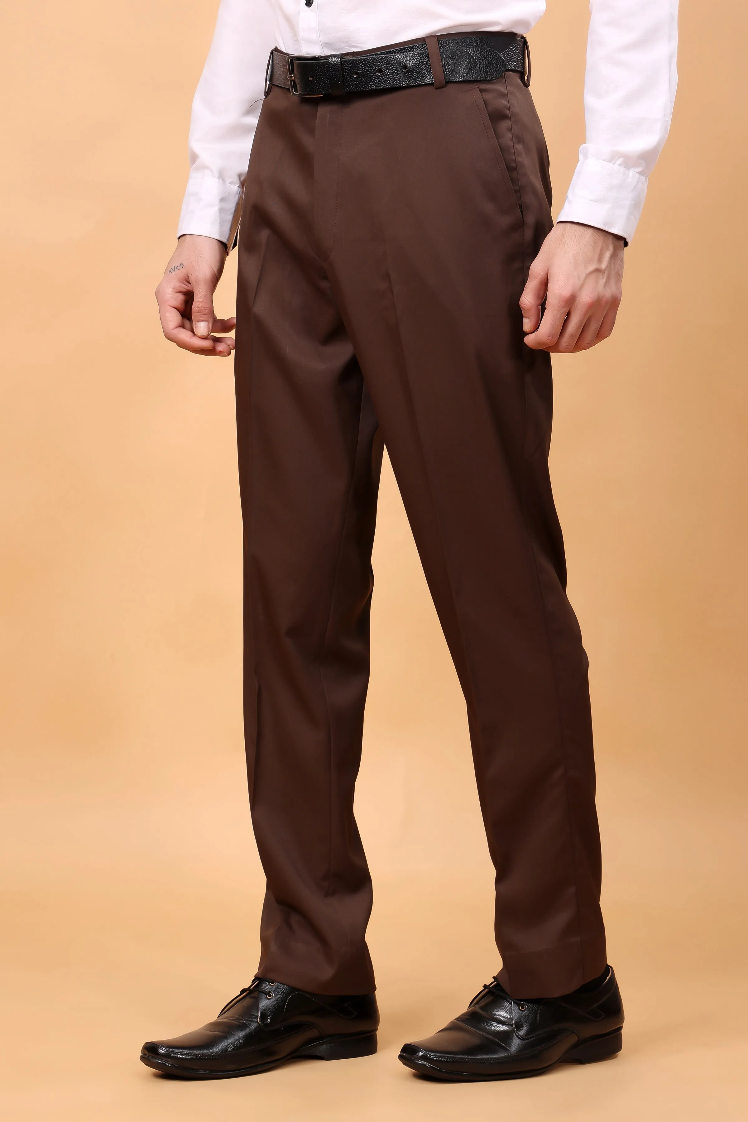 Cocoa Classic Solid Formal Trousers