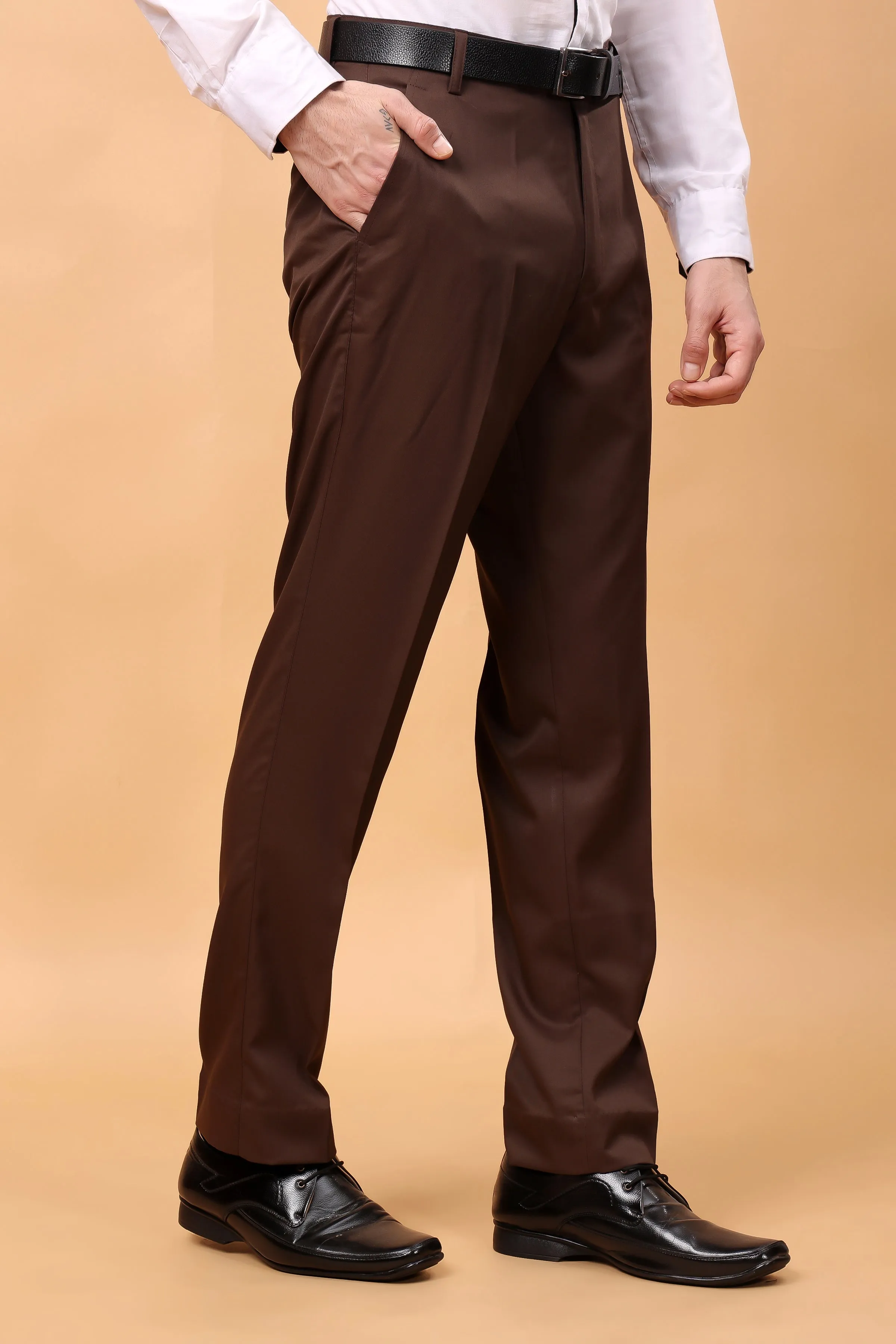 Cocoa Classic Solid Formal Trousers