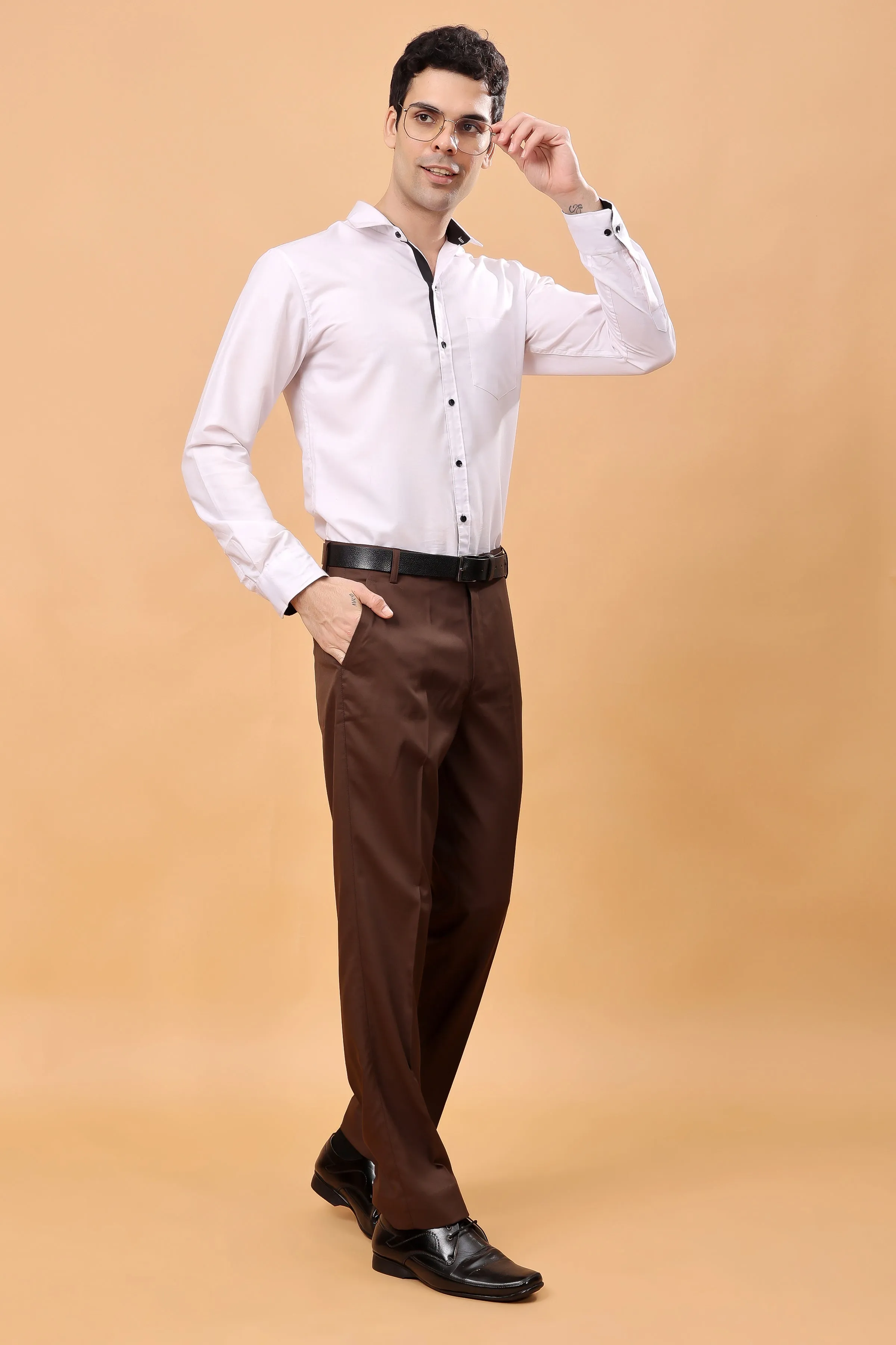 Cocoa Classic Solid Formal Trousers