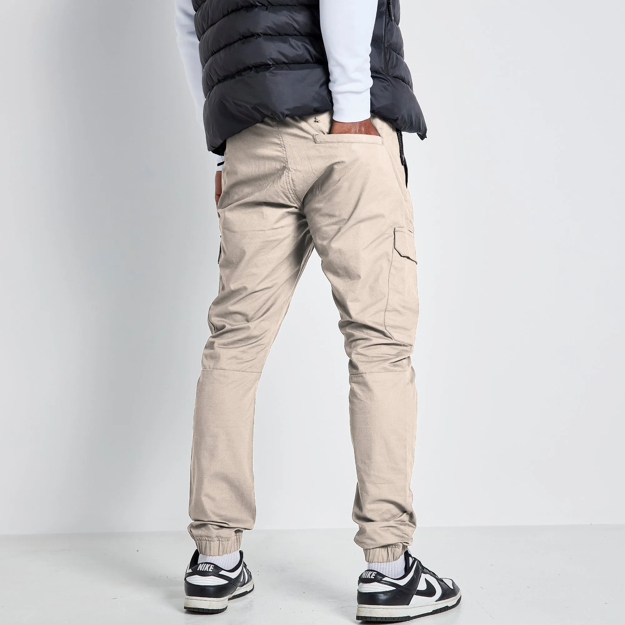 Cuffed Cargo Pants - Stone