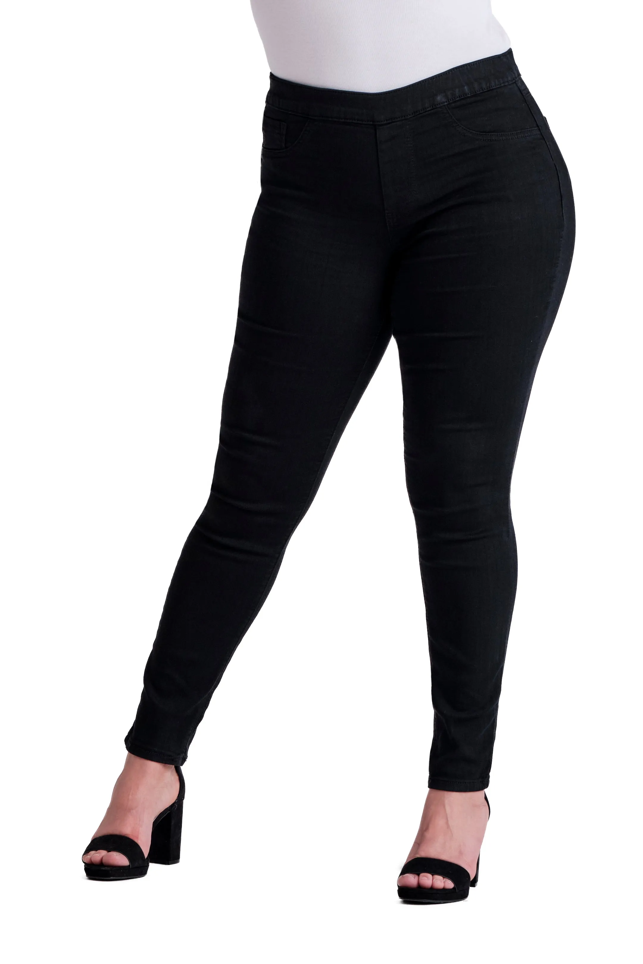 Curvy Silk Denim Pull-On Legging in Black