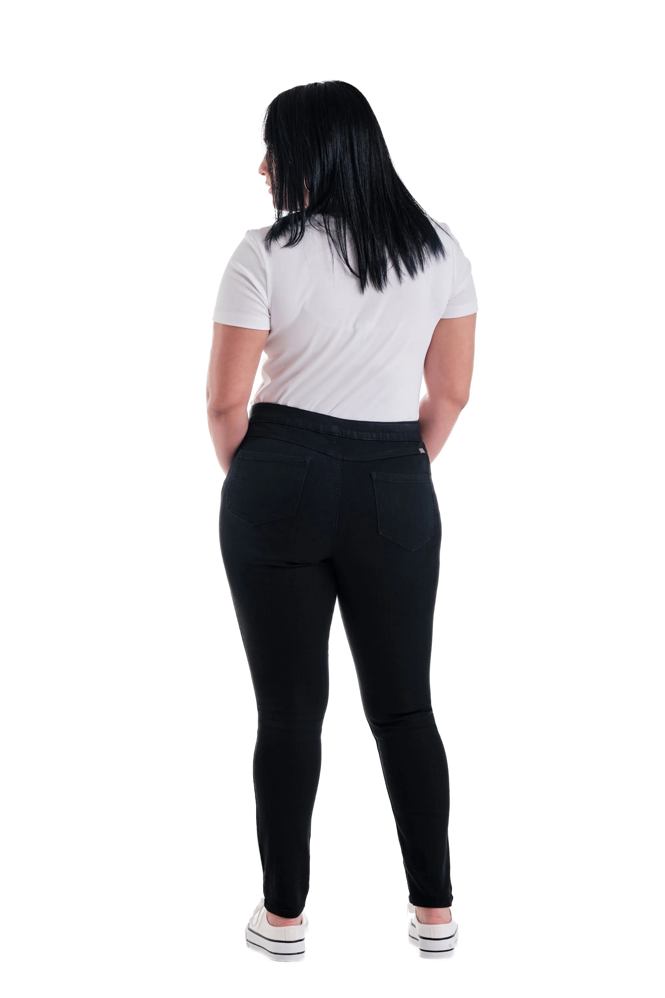 Curvy Silk Denim Pull-On Legging in Black