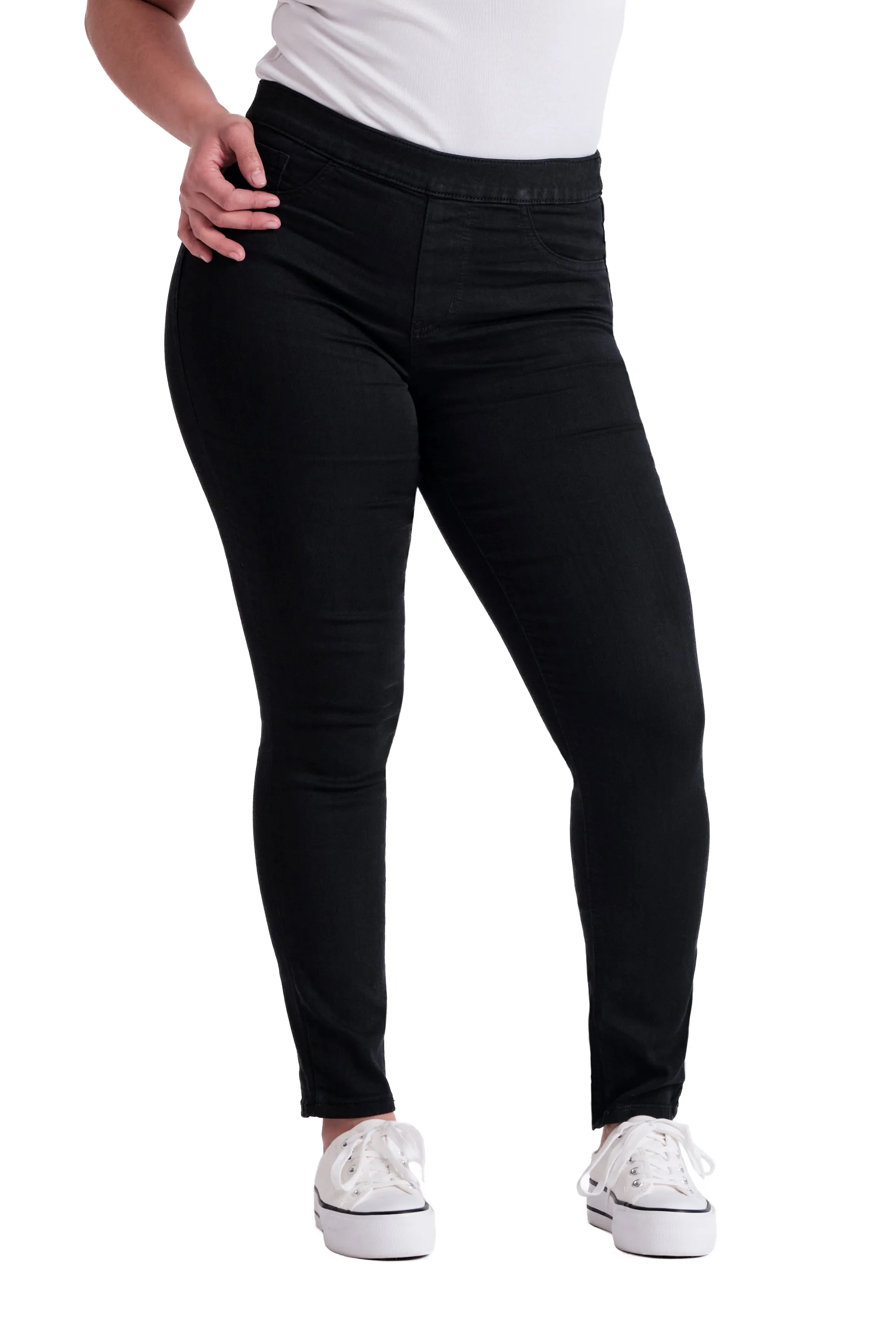 Curvy Silk Denim Pull-On Legging in Black