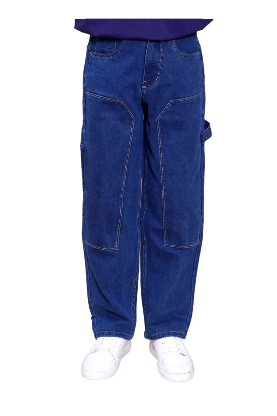 Dark Blue Baggy Straight Fit Carpenter Jeans[UNISEX]