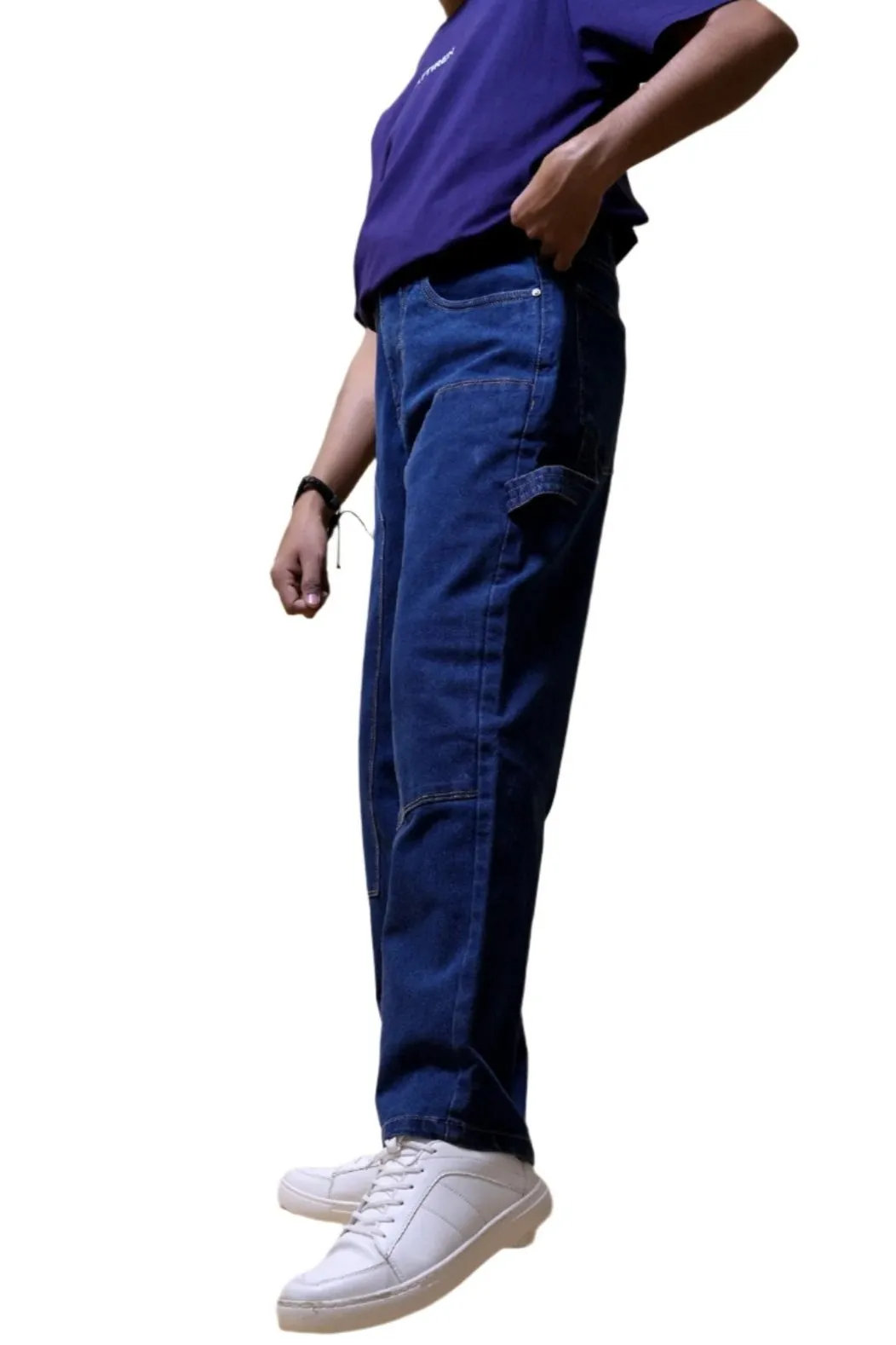 Dark Blue Baggy Straight Fit Carpenter Jeans[UNISEX]