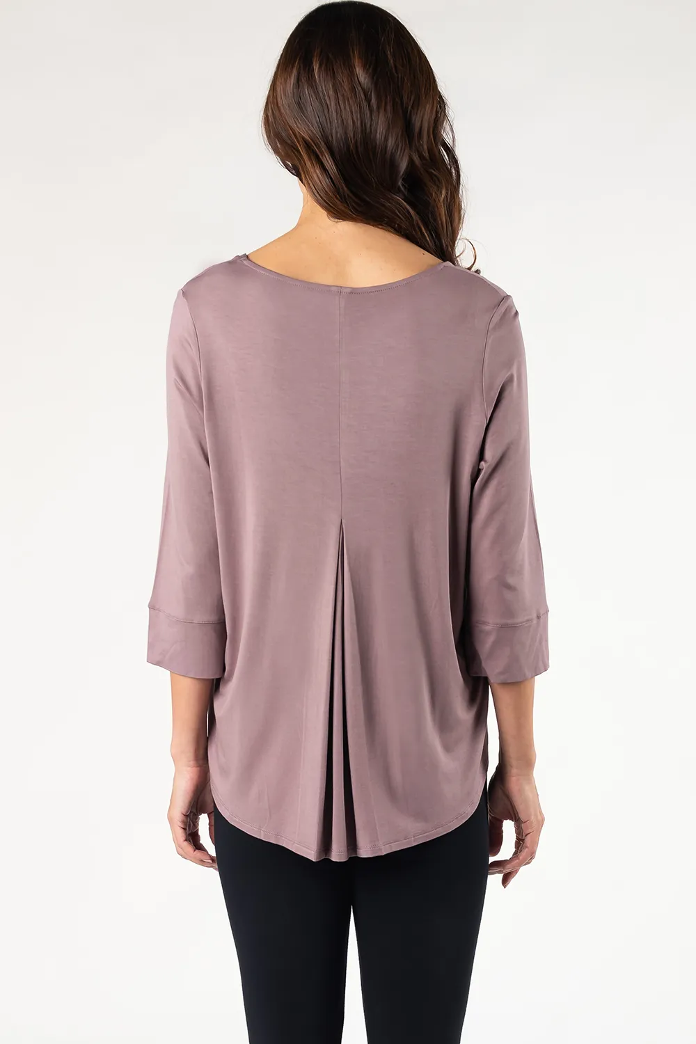 Diana 3/4 Cuffed-Sleeve Bamboo Top - Mauve Taupe