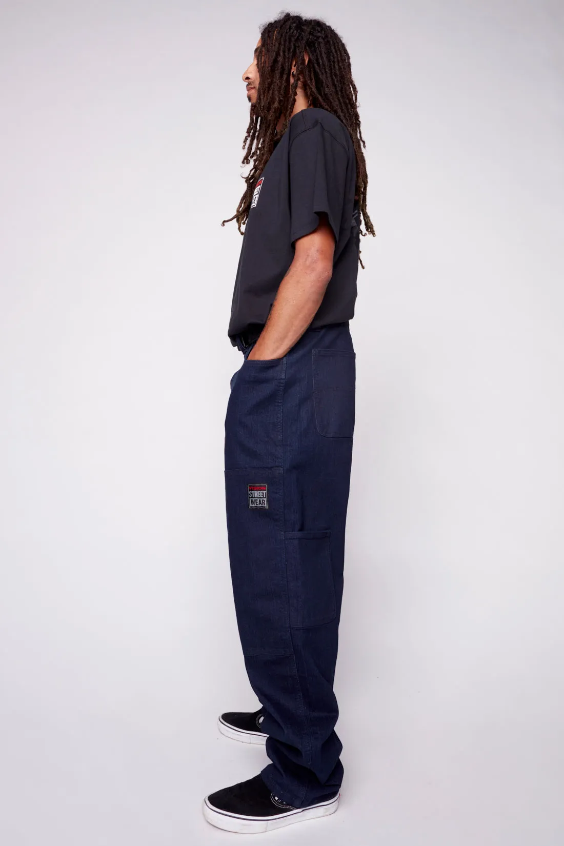 DORFMAN - Carpenter Pant In Stretch Raw Denim - Indigo