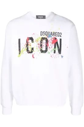 DSquared2 Icon Splatter Sweatshirt White