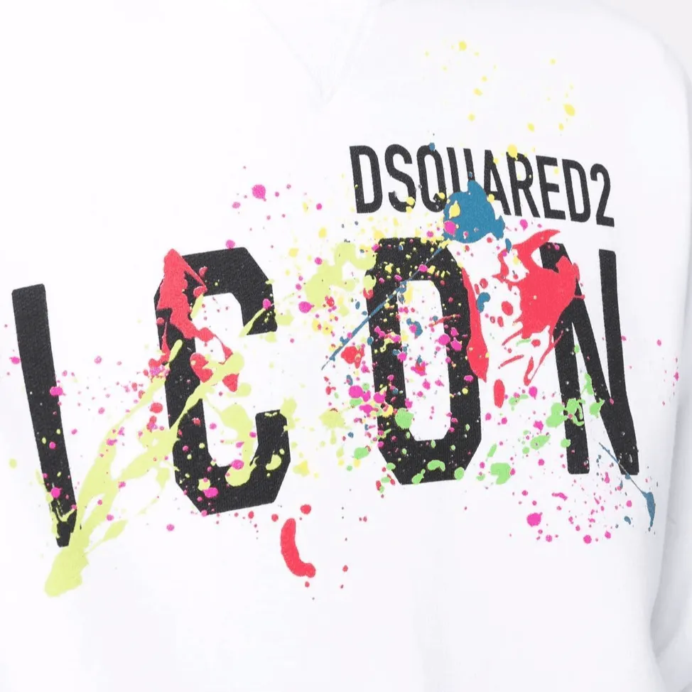 DSquared2 Icon Splatter Sweatshirt White