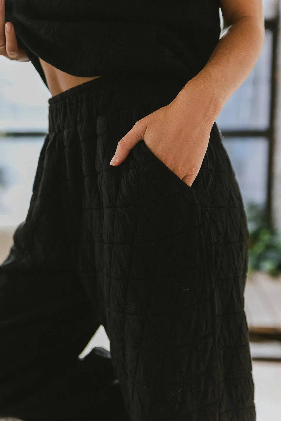 Elora Quilted Joggers in Black - FINAL SALE