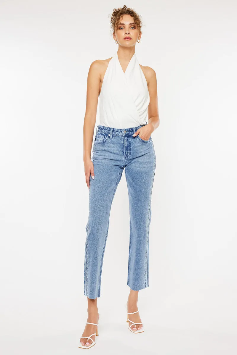 Evelyn  Mid Rise Slim Straight Leg Jeans