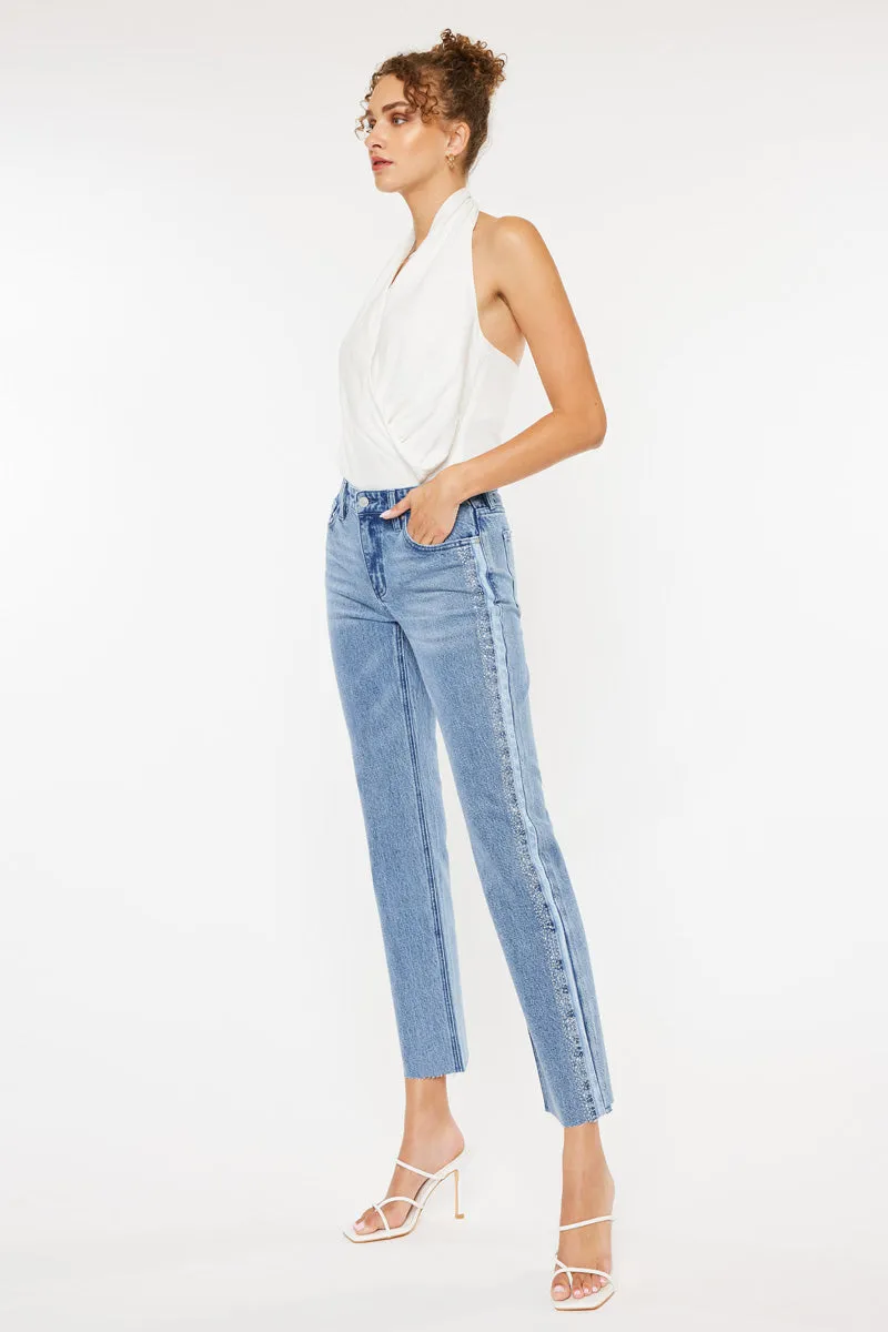 Evelyn  Mid Rise Slim Straight Leg Jeans