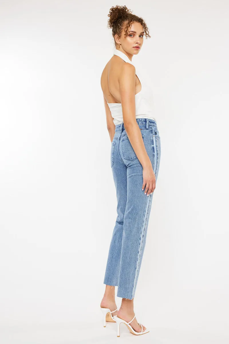 Evelyn  Mid Rise Slim Straight Leg Jeans