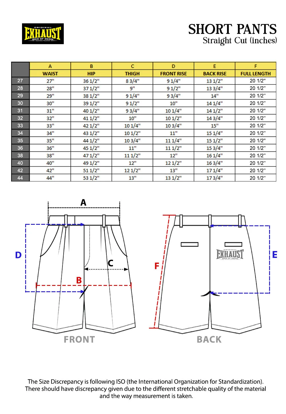 EXHAUST Stretchable Jeans Short Pants [Straight Cut] 1365