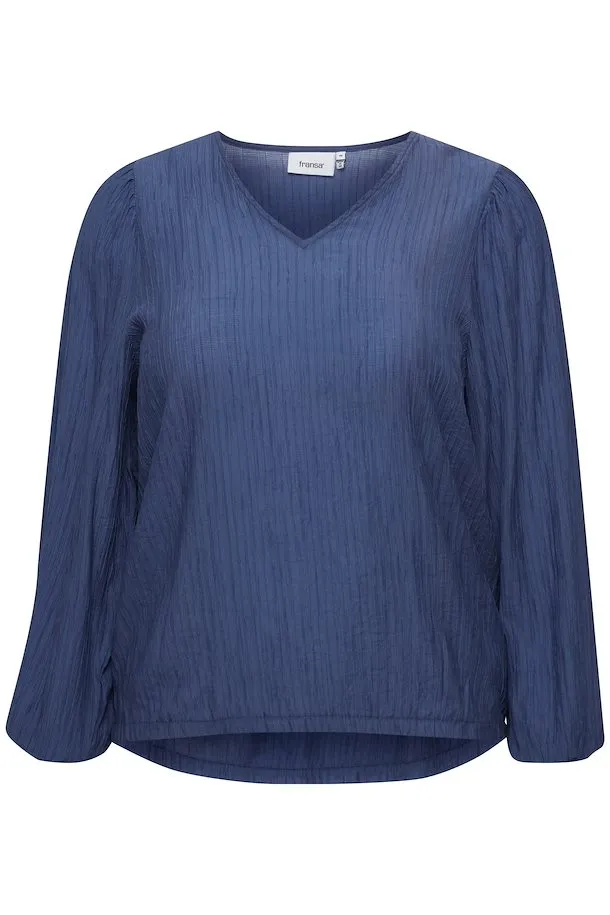 Fransa Plus Pina Blouse in Blue