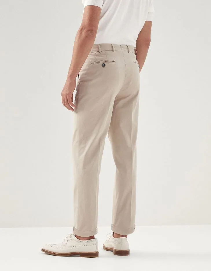 Garment-dyed Italian fit trousers | Beige