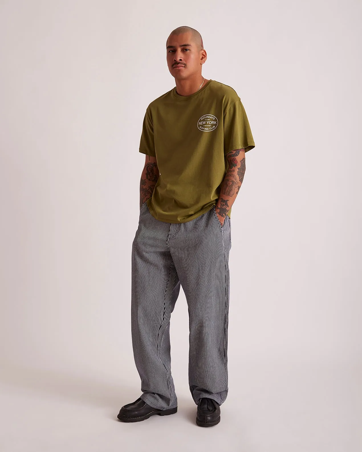 George Stripe Cotton Twill Pant