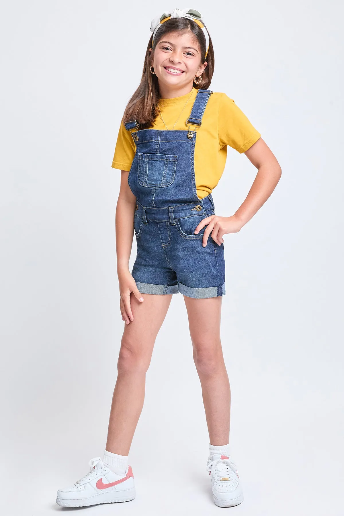 Girls Bib Cuffed Shortalls