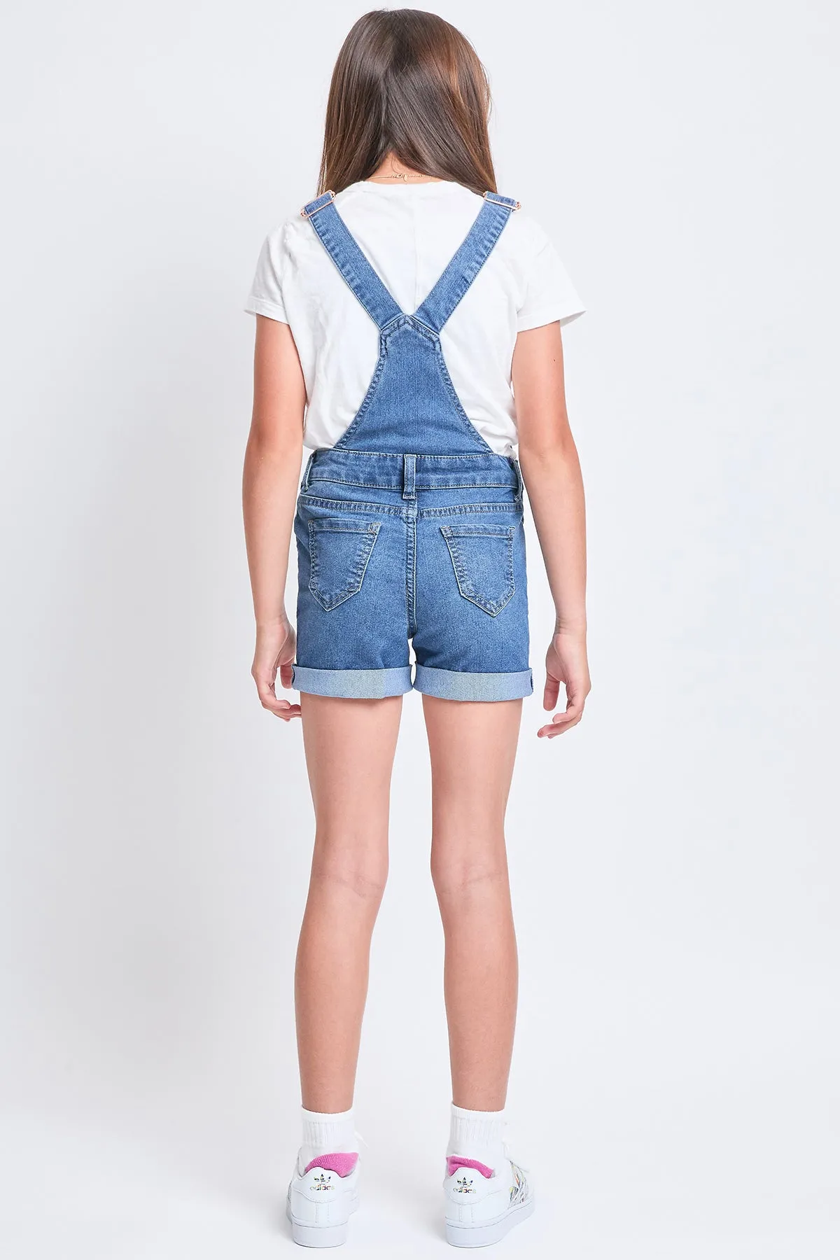 Girls Bib Cuffed Shortalls