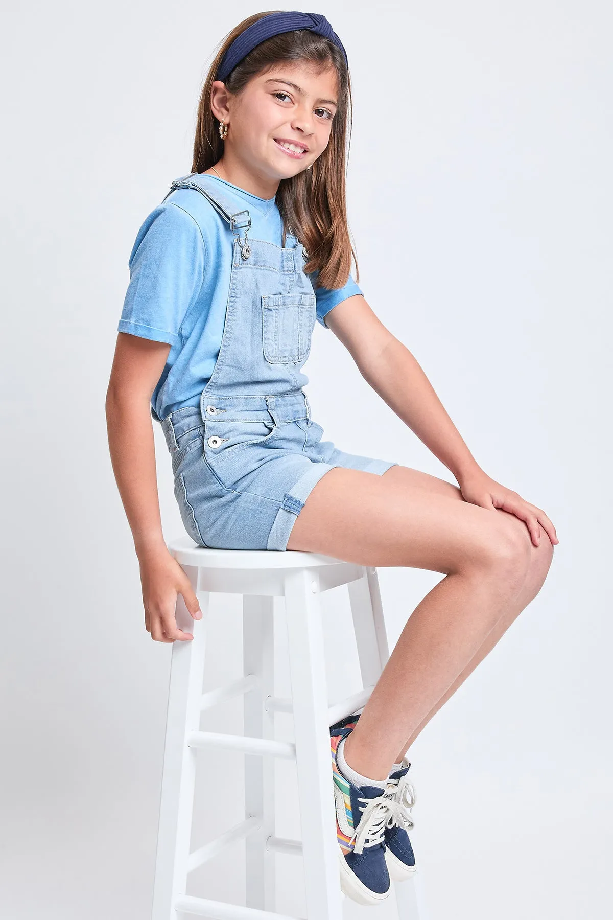 Girls Bib Cuffed Shortalls