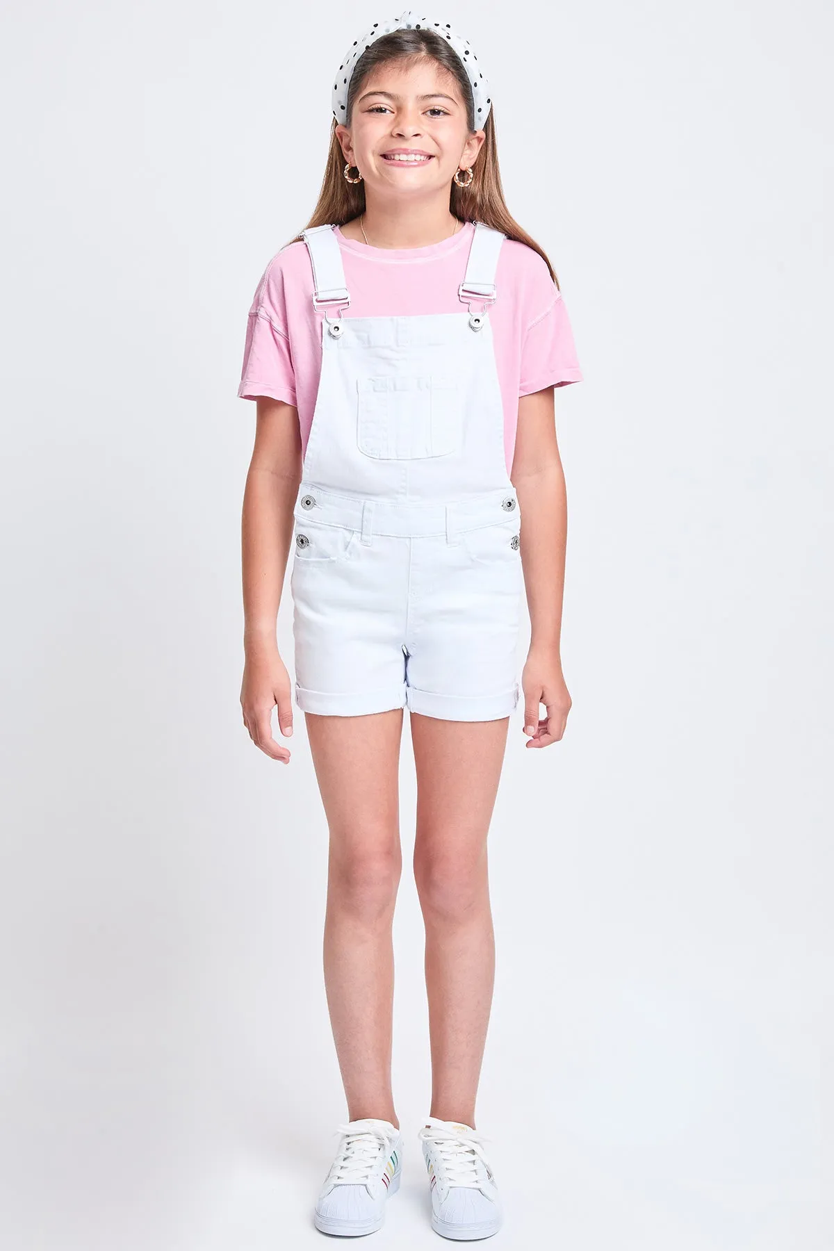 Girls Bib Cuffed Shortalls