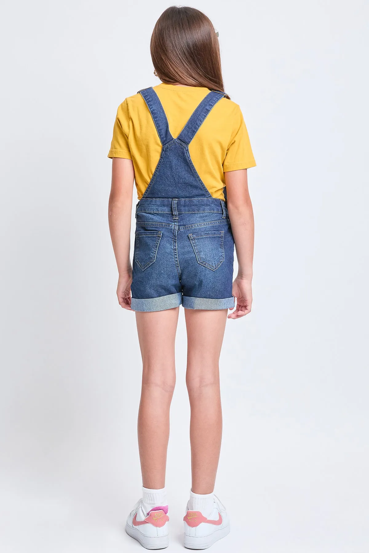 Girls Bib Cuffed Shortalls