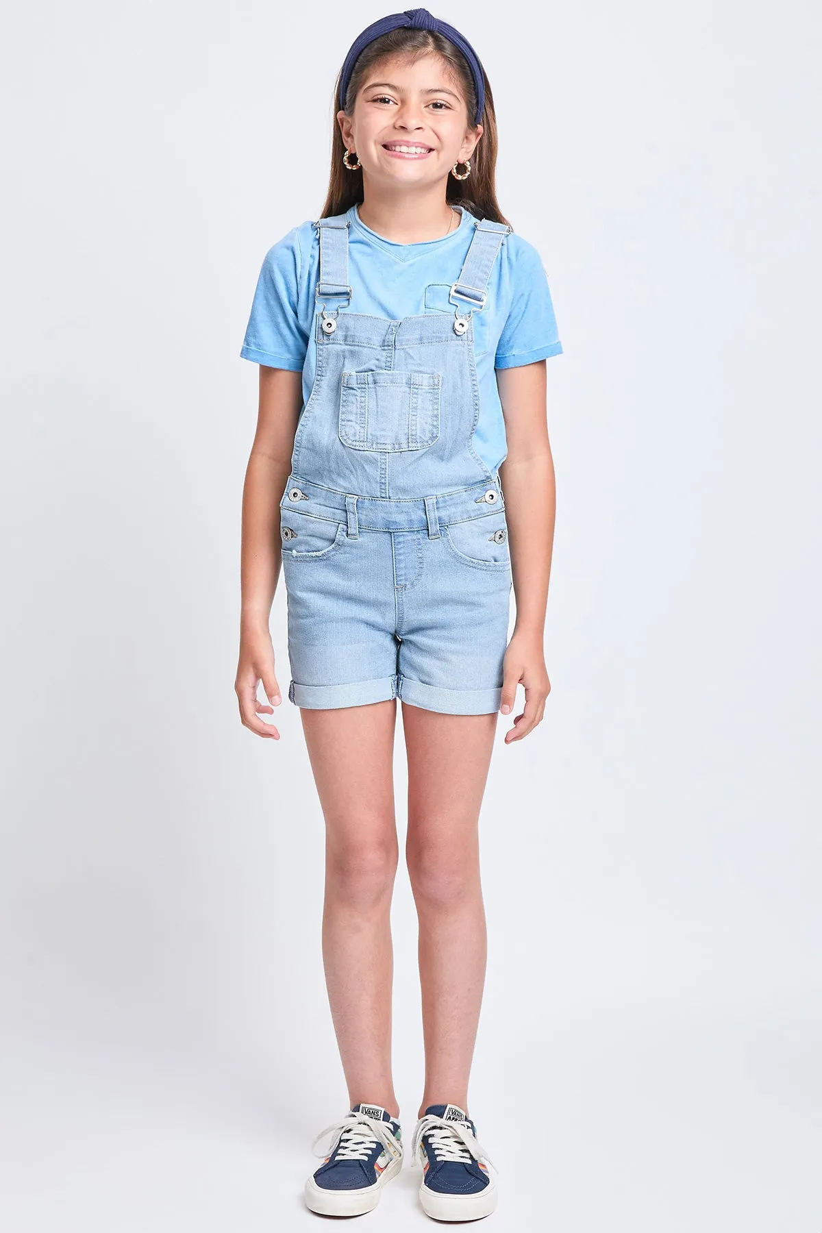 Girls Bib Cuffed Shortalls