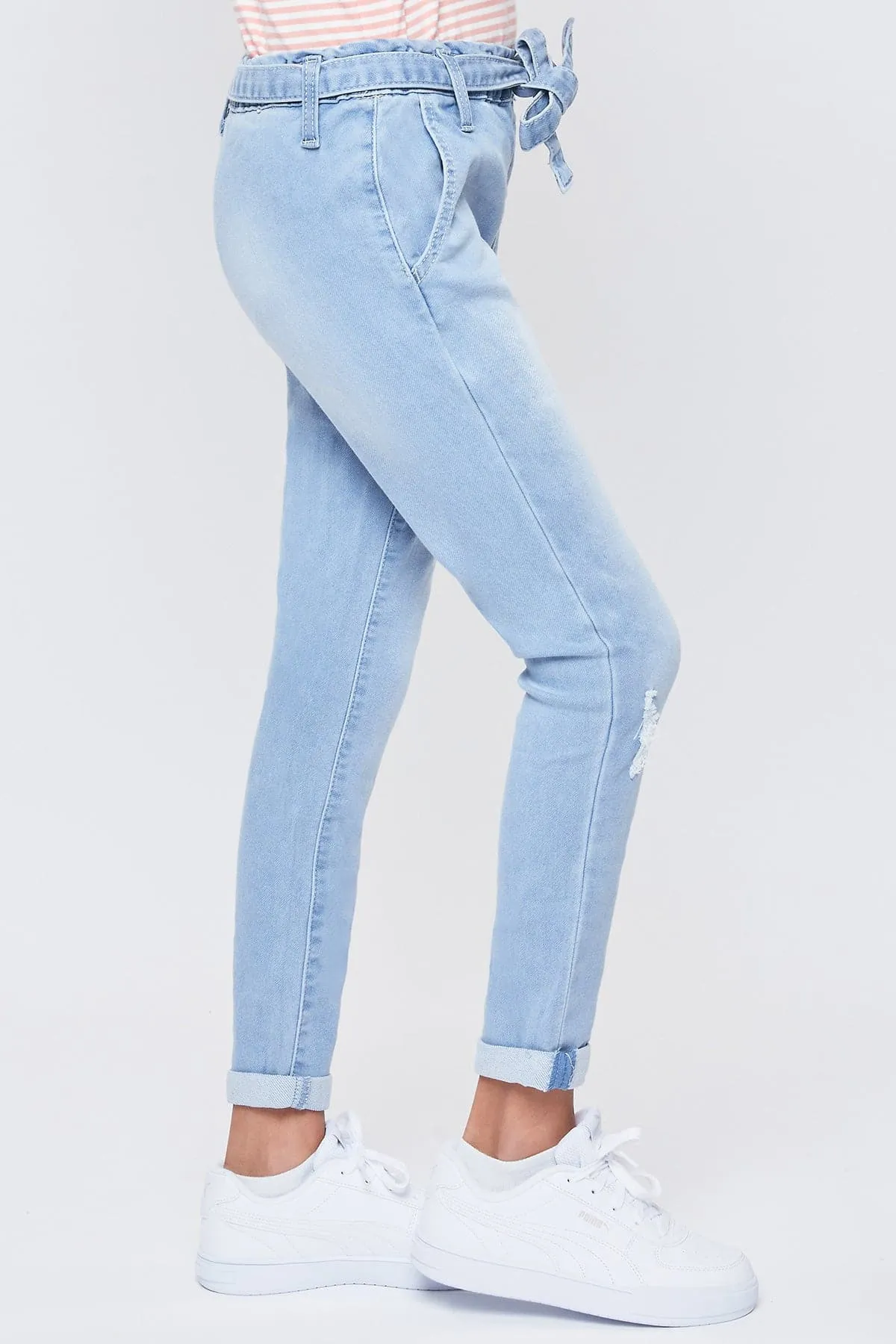 Girls High-Rise Paperbag Pull On Cuffed Skinny