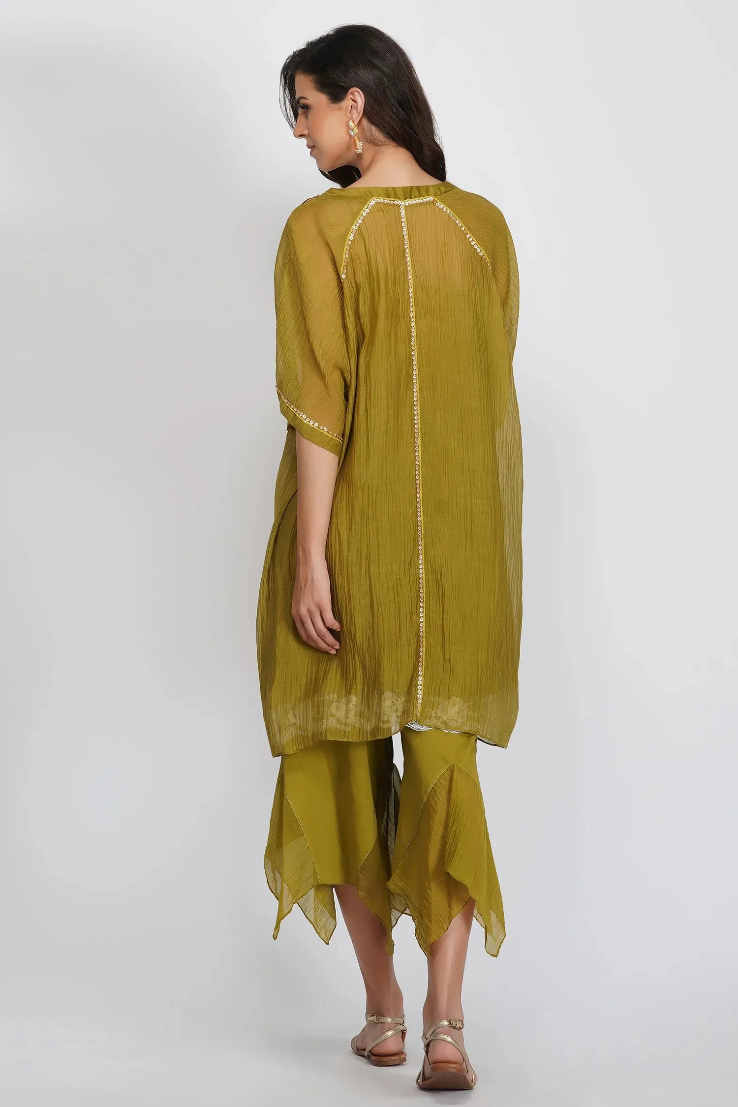 Green Asymmetric Tunic Set