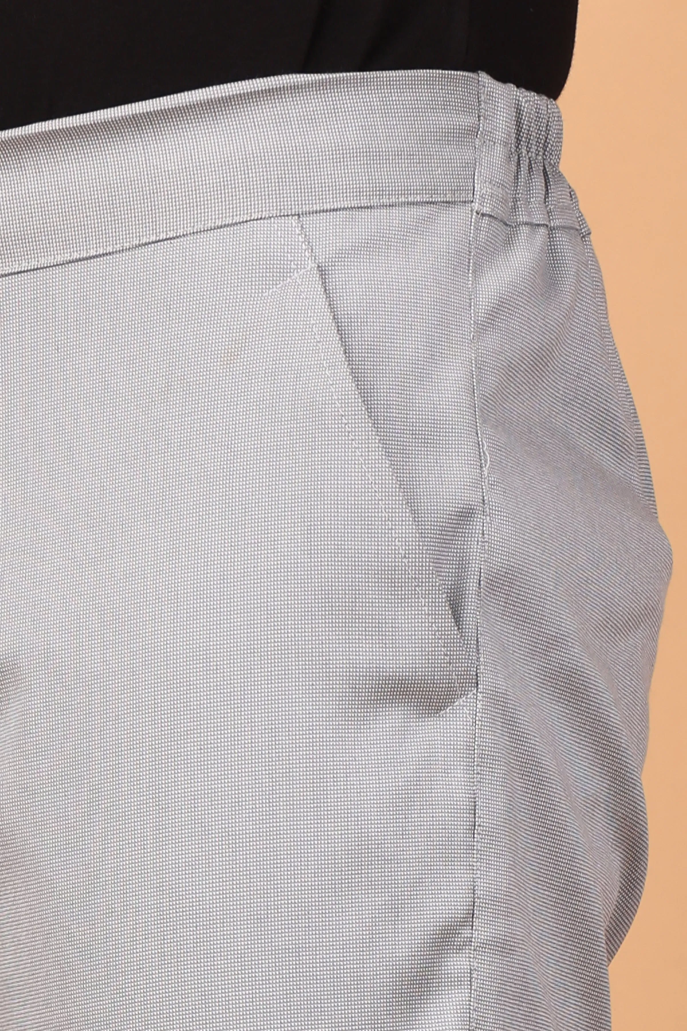 Grey Textured Comfort Fit Formal Trousers