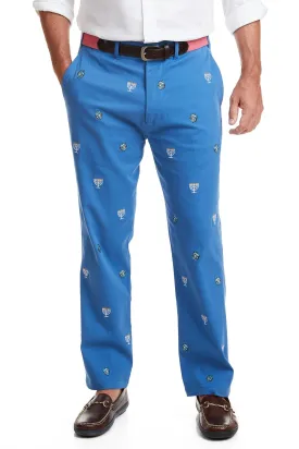 Harbor Pant Deep Ocean Blue with Menorah and Dreidel