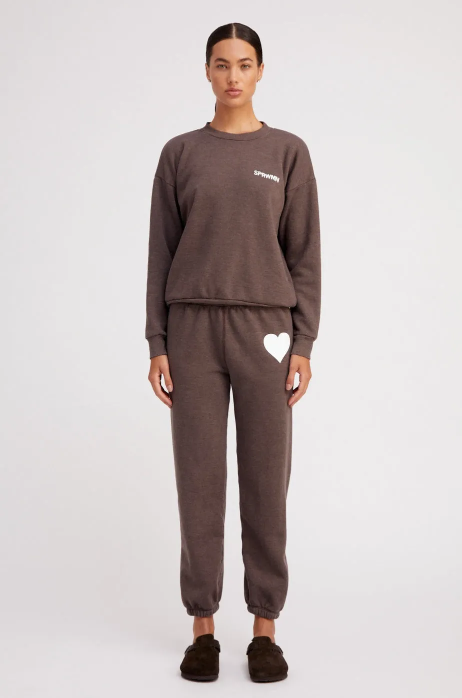 Heather Brown Heart Sweatpants