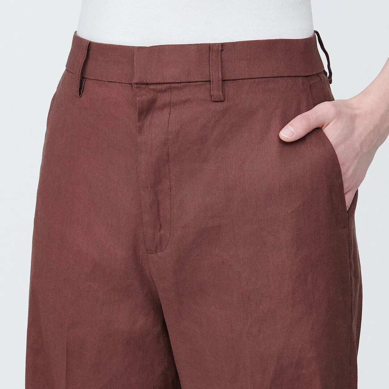 Hemp Blend Stretch Pleated Pants