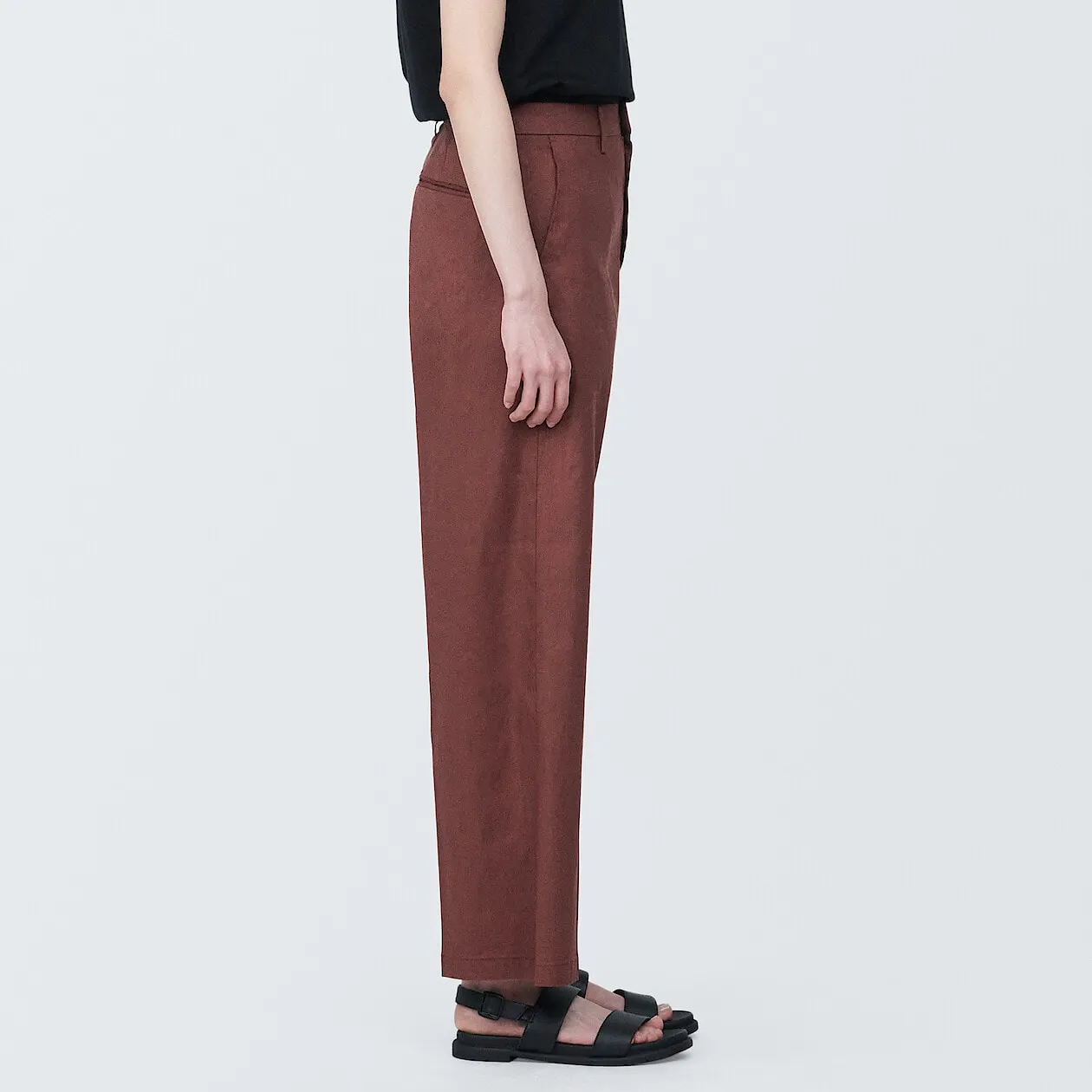 Hemp Blend Stretch Pleated Pants