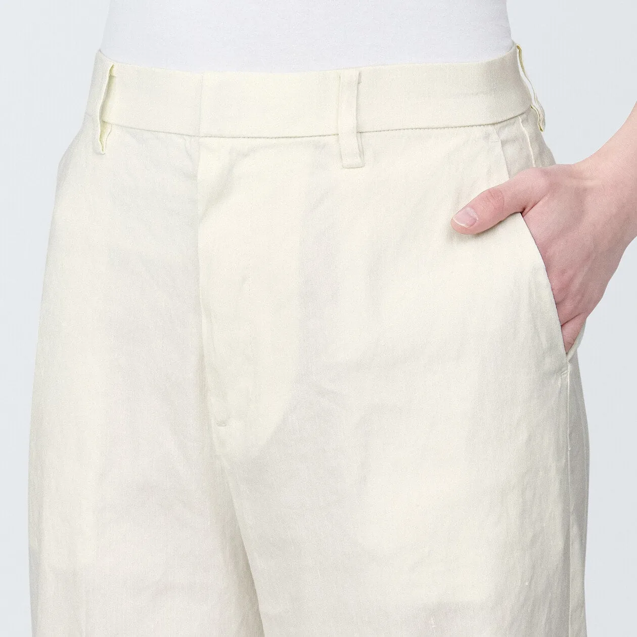 Hemp Blend Stretch Pleated Pants