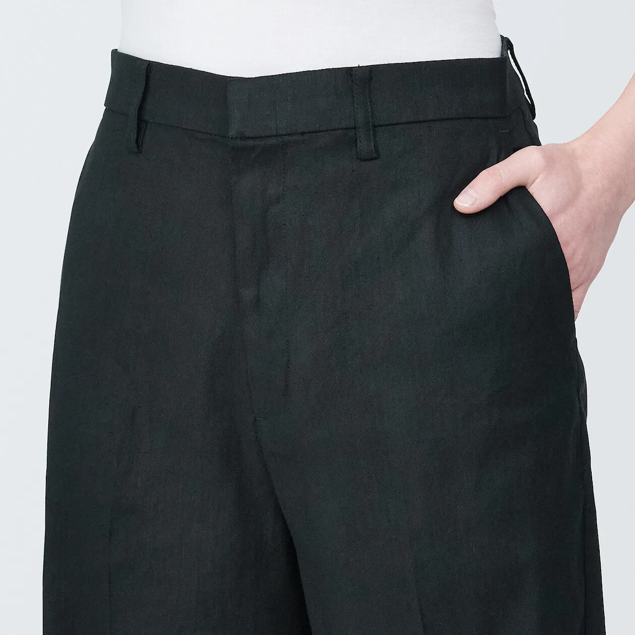 Hemp Blend Stretch Pleated Pants